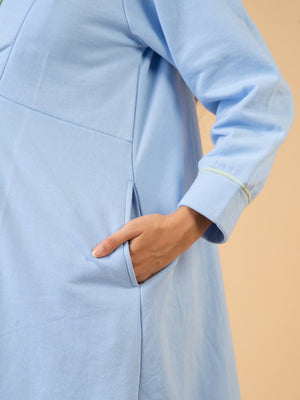 Icy Blue Maternity and Nursing Hoodie Dress - Blue Maternity Winter Dress