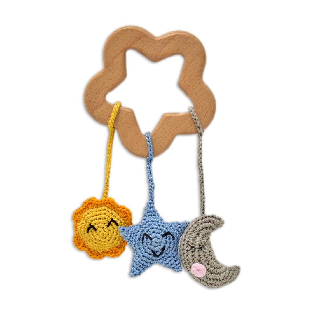 Happy threads | Sun, Star & Moon Rattles - Handmade Crochet Baby Set