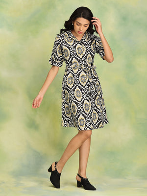 Black Ikat Enigma Womens's Ikat Dress - Women's Dress