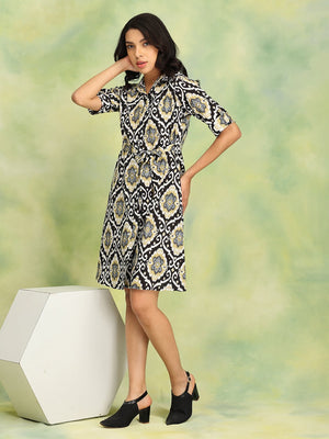 Black Ikat Enigma Womens's Ikat Dress - Women's Dress
