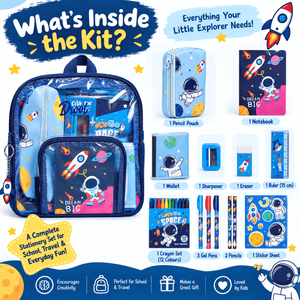iLearnNGrow 11-in-1 Space Theme Stationery Set for Kids School & Art Supplies Kit -