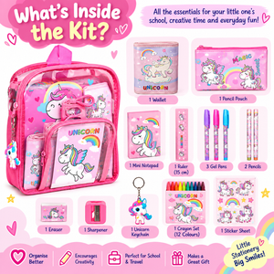iLearnNGrow 11-in-1 Unicorn Stationery Set for Kids School & Art Supplies Kit -