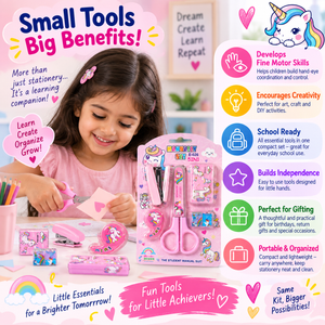 ilearnngrow 5 in One Sciccior and Staple Kit Kids Stationery Set -