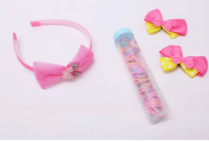 iLearnNGrow Bow Hair Accessories Set (Pastel Pink) - ilearnngrow Learning Solutions Pvt Ltd