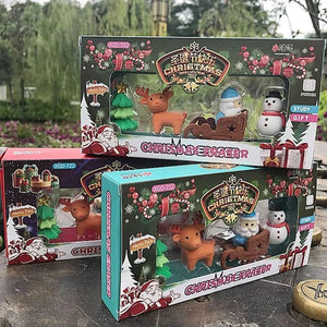 ilearnngrow Christmas - Set of 4 Erasers - Tree, Santa, Snowman, Reindeer - Art & Stationery