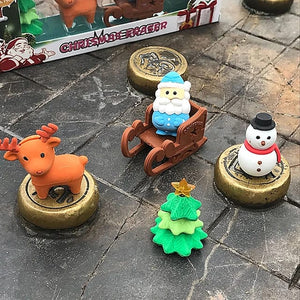ilearnngrow Christmas - Set of 4 Erasers - Tree, Santa, Snowman, Reindeer - Art & Stationery