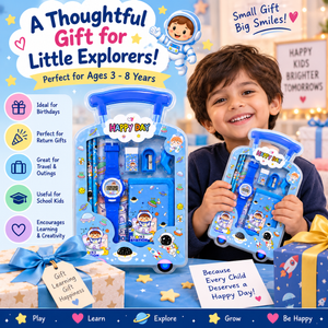 iLearnNGrow Complete School Essentials Gift Set with Watch, Wallet & Rakhi- Blue - Art & Stationery