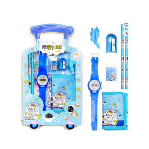 iLearnNGrow Complete School Essentials Gift Set with Watch, Wallet & Rakhi- Blue - Art & Stationery