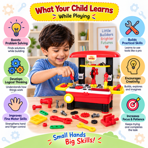 iLearnNGrow Deluxe Tool Work Bench Convertible Suitcase Portable Role Play Toy Set for Kids - Kids Toys