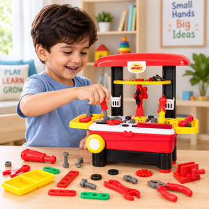 iLearnNGrow Deluxe Tool Work Bench Convertible Suitcase Portable Role Play Toy Set for Kids - Kids Toys