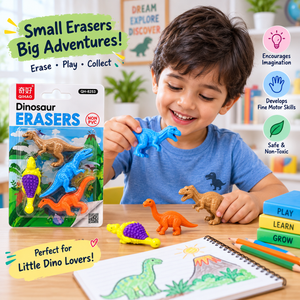 iLearnNGrow Dino Eraser Set Fun Dinosaur Toy Erasers for Kids - Art & Stationery