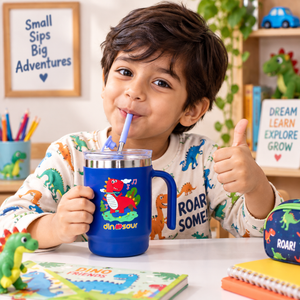 iLearnNGrow Dino Sipper Kids Dinosaur Water Bottle with Straw - Baby Care Accessories