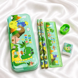 iLearnNGrow Dino Theme Stationery Rakhi Combo Dino Pencil Box Set with Dino Rakhi for Kids - Art & Stationery