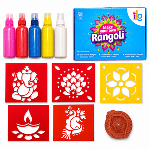 iLearnNgrow Diwali DIY Rangoli Kit - Set Of Five Stencil - Art & Craft