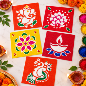 iLearnNgrow Diwali DIY Rangoli Kit - Set Of Five Stencil - Art & Craft