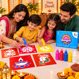 iLearnNgrow Diwali DIY Rangoli Kit - Set Of Five Stencil - Art & Craft
