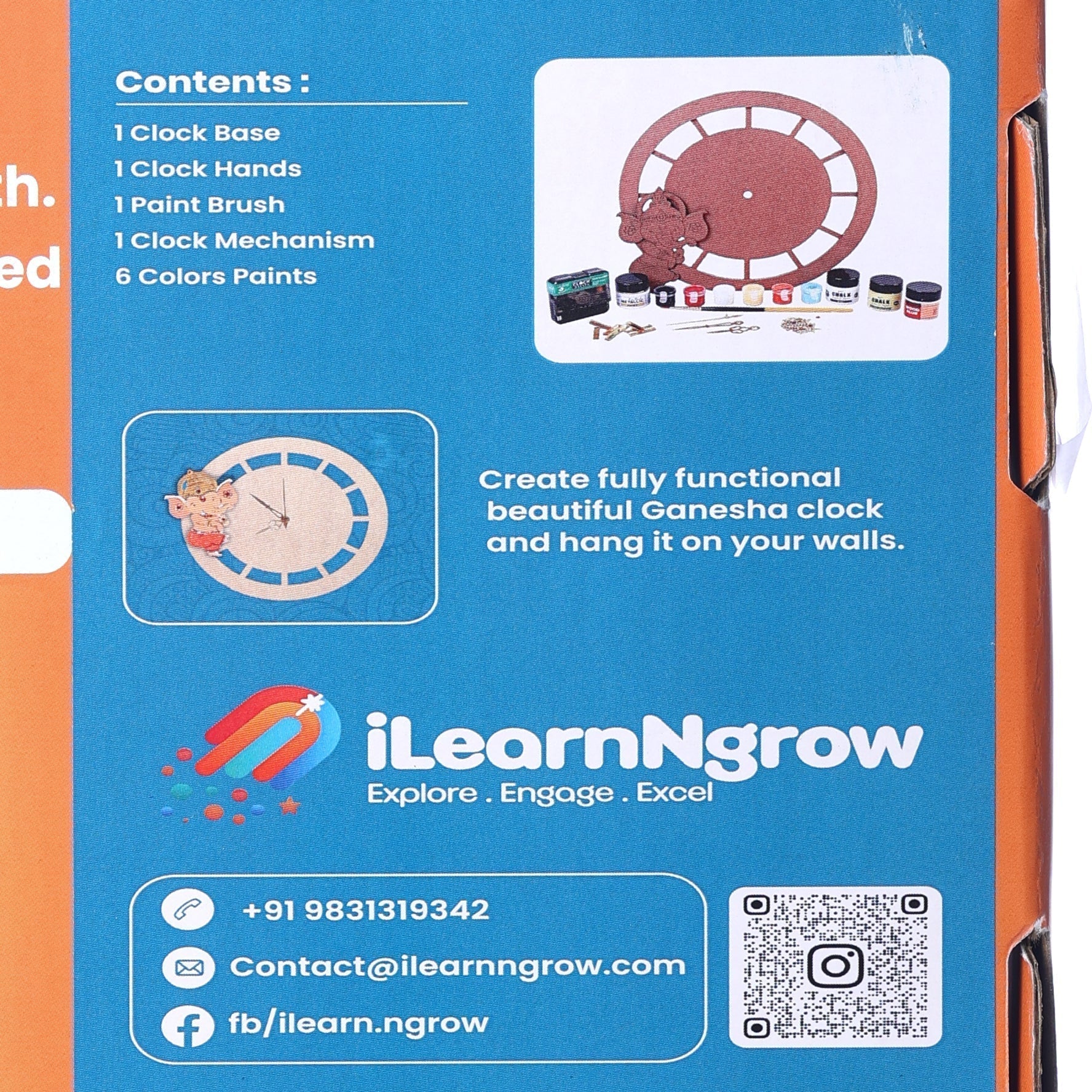 iLearnNgrow Ganesha Decorative Clock Making Kit - ILGD022