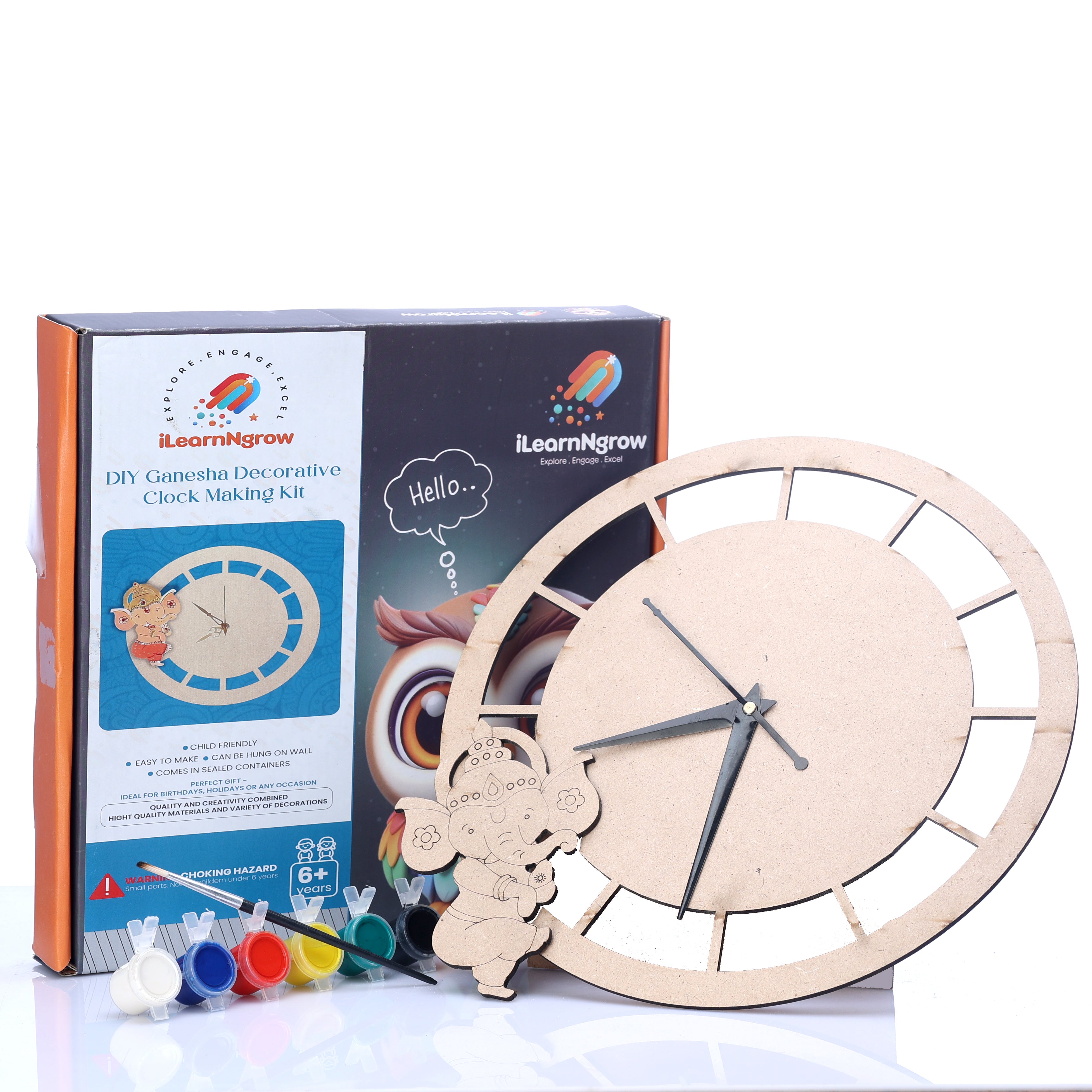 iLearnNgrow Ganesha Decorative Clock Making Kit - ILGD022