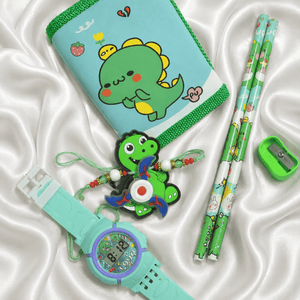 iLearnNGrow Green Luggage Stationery Rakhi Combo | The Mom Store - Stationery Rakhi Combo
