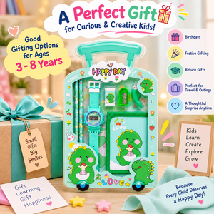iLearnNGrow Luggage Packing Stationery Rakhi Combo Complete School Essentials Gift Set with Watch, Wallet & Rakhi- Green - Art & Stationery