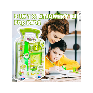 iLearnNGrow Luggage Packing Stationery Rakhi Combo Complete School Essentials Gift Set with Watch, Wallet & Rakhi- Green - Art & Stationery