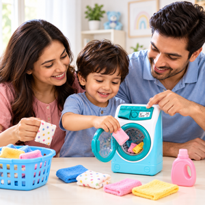 iLearnNGrow Mini Washing Machine Toy Realistic Kids Washing Machine Playset - Kids Toys