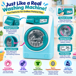 iLearnNGrow Mini Washing Machine Toy Realistic Kids Washing Machine Playset - Kids Toys