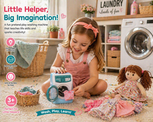 iLearnNGrow Mini Washing Machine Toy Realistic Kids Washing Machine Playset - Kids Toys