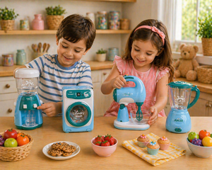 iLearnNGrow Pretend Play Hand Blender Mixer Toy for Kids | Light & Sound Kitchen Appliance Set with Rotating Beater | Role Play Cooking Toy for Boys & Girls 3+ Years - Pretend Play Toys