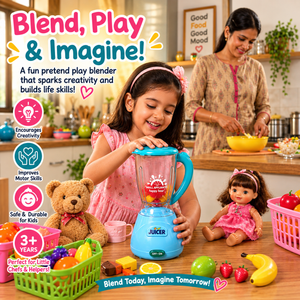 iLearnNGrow Pretend Play Juicer Mixer Toy for Kids | Rotating Blade with Sound Effects | Kitchen Appliance Role Play Toy for Boys & Girls 3+ Years - Pretend Play Toys