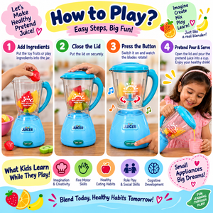 iLearnNGrow Pretend Play Juicer Mixer Toy for Kids | Rotating Blade with Sound Effects | Kitchen Appliance Role Play Toy for Boys & Girls 3+ Years - Pretend Play Toys