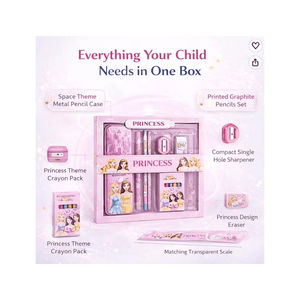 iLearnNGrow Princess Theme Stationery Rakhi Combo Princess Pencil Box Set with Castle Rakhi for Kids - Art & Stationery