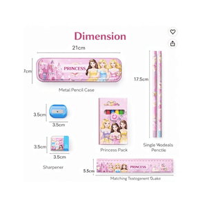 iLearnNGrow Princess Theme Stationery Rakhi Combo Princess Pencil Box Set with Castle Rakhi for Kids - Art & Stationery