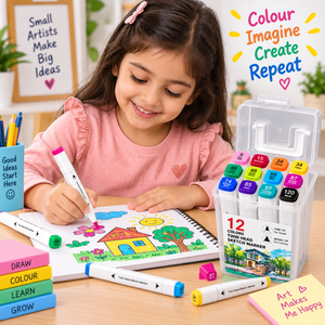 iLearnNGrow Set of 12 Touch Cool Dual-Side Markers Art Markers for Kids -
