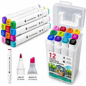 iLearnNGrow Set of 12 Touch Cool Dual-Side Markers Art Markers for Kids -