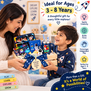iLearnNGrow Space Gift Hamper for Kids - Blue School Bag Set -