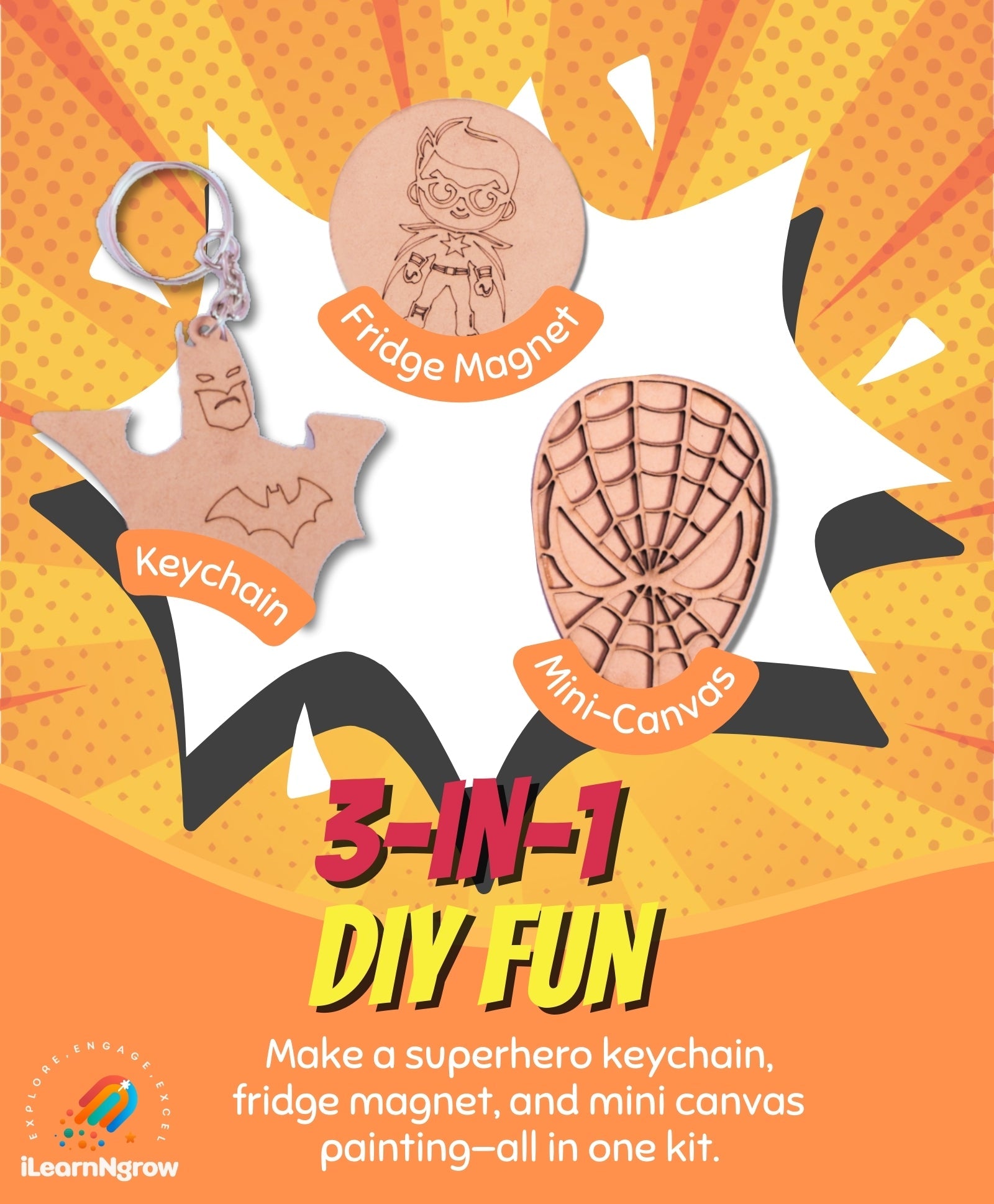 ilearnngrow Teeny Tiny DIY SuperHero Painting Kit - DIY Kits