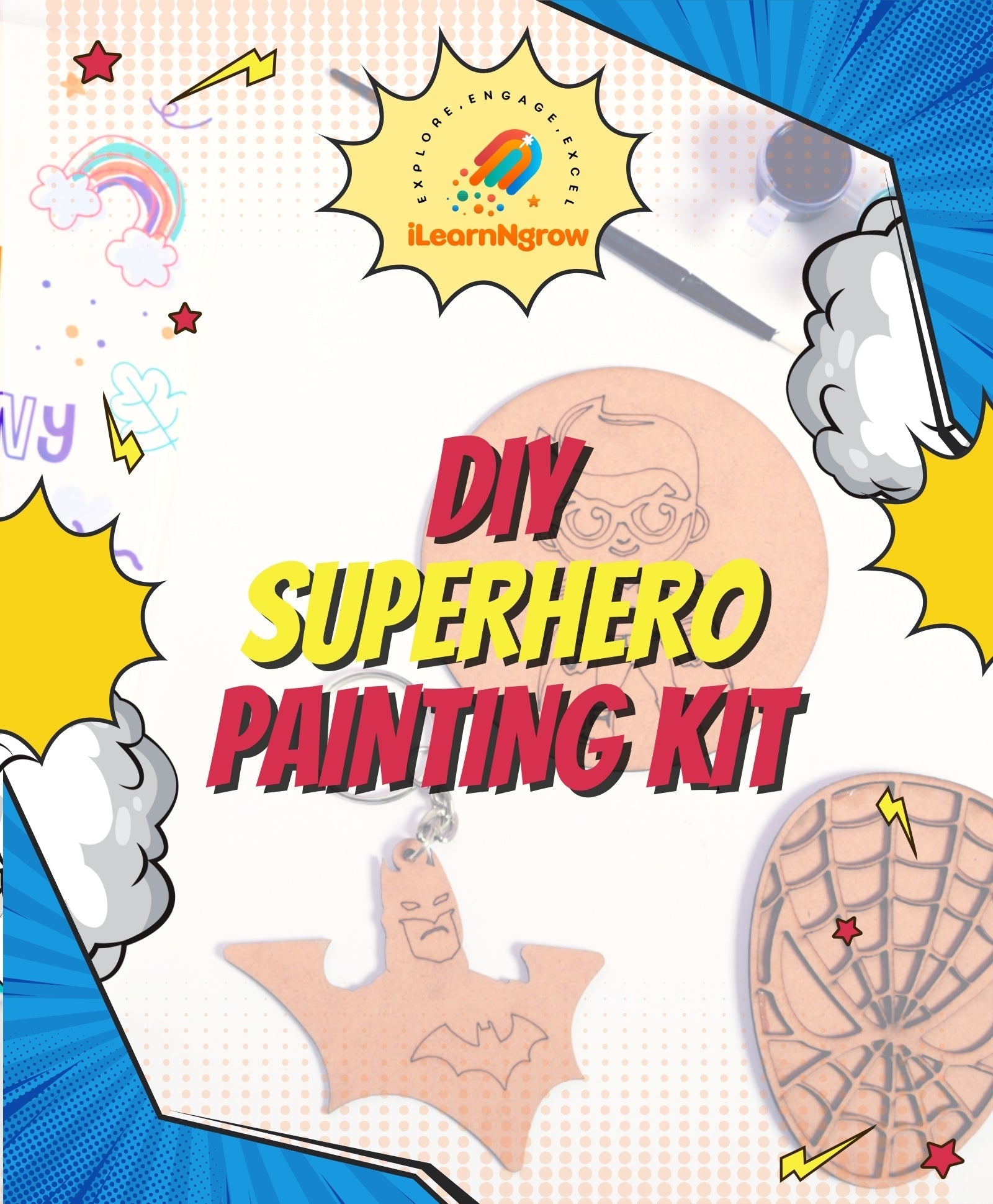 ilearnngrow Teeny Tiny DIY SuperHero Painting Kit - DIY Kits