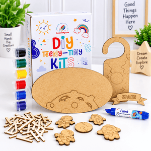 ilearnngrow Teeny Tiny Space Theme Name Plate and Door Knob - Kids Toys