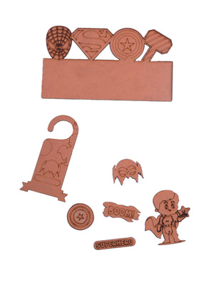 ilearnngrow Teeny Tiny Superhero Theme Name Plate and Door Knob - ILGTTUSHDKNP