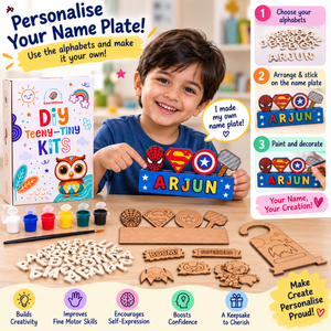ilearnngrow Teeny Tiny Superhero Theme Name Plate and Door Knob - Activity Toys