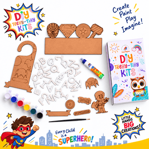 ilearnngrow Teeny Tiny Superhero Theme Name Plate and Door Knob - Activity Toys
