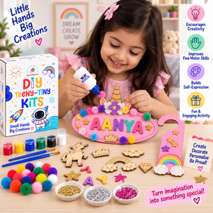 ilearnngrow Teeny Tiny Unicorn Theme Name Plate and Door Knob - Activity Toys