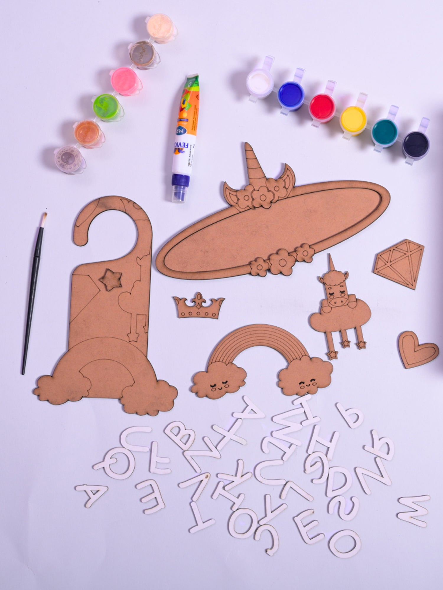 ilearnngrow Teeny Tiny Unicorn Theme Name Plate and Door Knob - ILGTTUDKNP