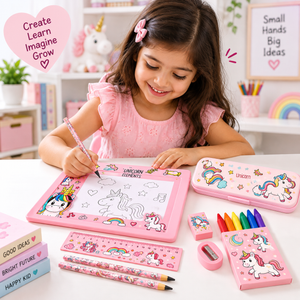 iLearnNGrow Unicorn Pencil Box - Pouch Stationery Kit for Kids -