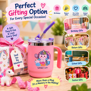 iLearnNGrow Unicorn Sipper Bottle Cute Unicorn Water Bottle & Sipper with Straw for Kids - Baby Care Accessories
