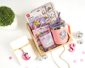 iLearnNGrow unicorn wooden hamper for kids with educational toys, sudoku, crayons and sipper bottle set