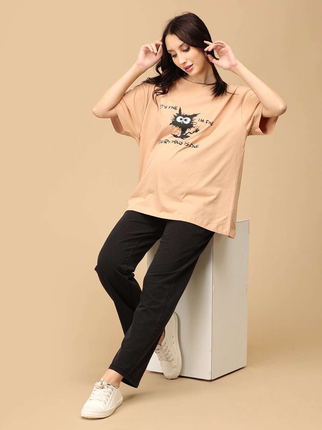 I'm Fine Oversized Mumma T-shirt - MAT - SC - MUMIF - S