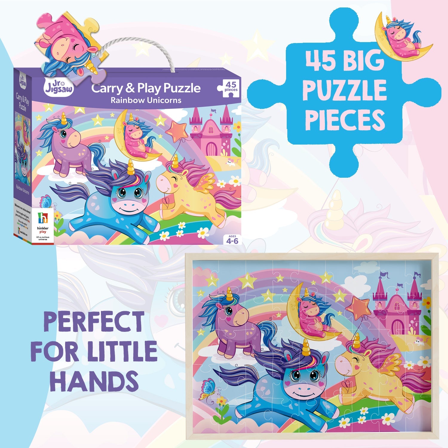 Parragon Publishing Junior Jigsaw Carry & Play Rainbow Unicorns | Jigsaw Puzzle