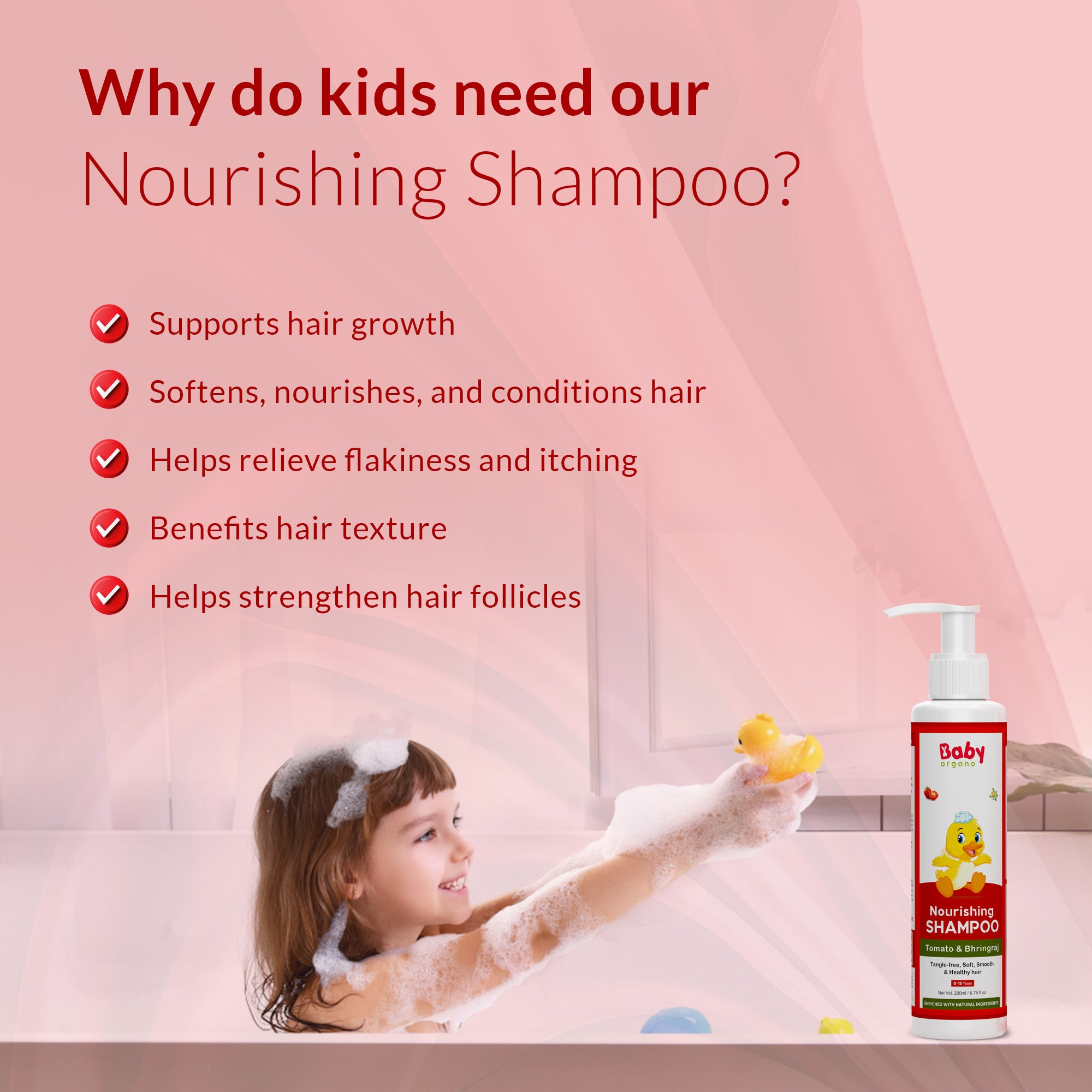 Baby Organo Ayurvedic Baby Shampoo for  0 - 15 Years Kids 200ml